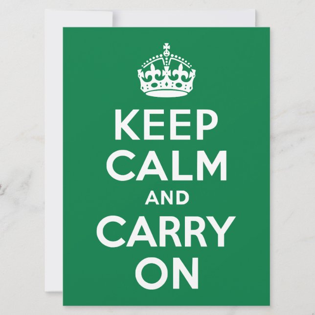 Carte Restez calme et continuez sur vert (Devant)