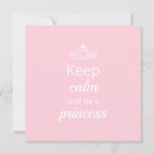 Carte Restez calme et soyez princesse rose (Dos)