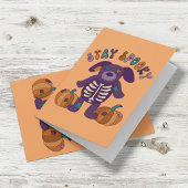 Carte Restez Éffrayant Skeleton Dog Halloween