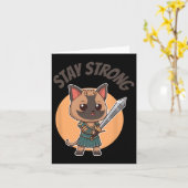 Carte Restez fort Chat guerrier (Fleur jaune)