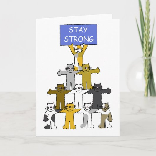 Carte Restez fort Encouragement Cartoon Cats (Devant)