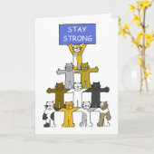Carte Restez fort Encouragement Cartoon Cats (Fleur jaune)