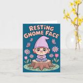 Carte Resting Gnome Face Cute Funny Christmas Kawaii Car (Fleur jaune)
