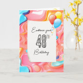 Carte Résumé 3D abstrait psychédélique pour 48e annivers (Fleur jaune)