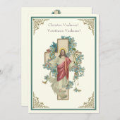 Carte Résurrection florale byzantine de Pâques Jésus (Devant / Derrière)