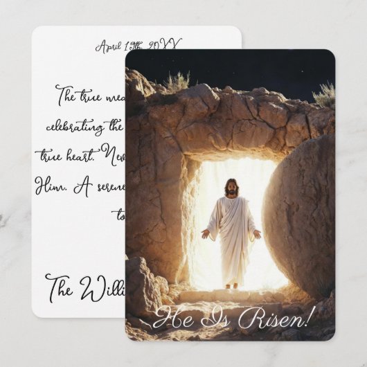 Carte Résurrection Jésus émergeant du tombeau Salutation (Devant / Derrière)