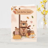 Carte Rétablis-toi vite Scène Automnale Douillette de Fo (Fleur jaune)