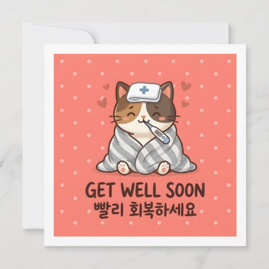 Carte Rétablissez-vous bientôt Greeting coréen Chat mign (Devant)