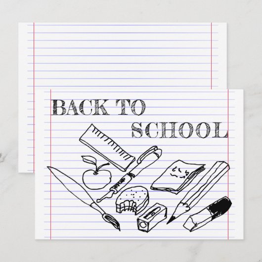 Carte Retour à l'école (Devant / Derrière)