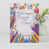 Carte Retour à l'école – Amusant & Coloré (Debout devant)