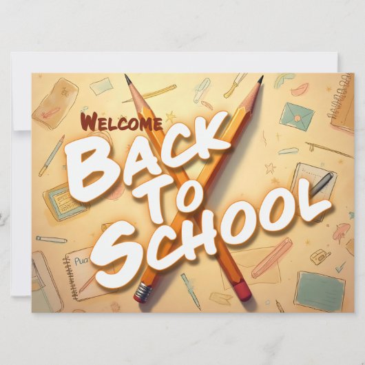 Carte Retour à l'école – Conception d'art au crayon (Devant)