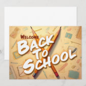 Carte Retour à l'école – Conception d'art au crayon (Devant / Derrière)