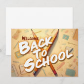 Carte Retour à l'école – Conception d'art au crayon (Devant / Derrière)