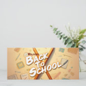 Carte Retour à l'école – Conception d'art au crayon (Debout devant)