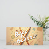 Carte Retour à l'école – Conception d'art au crayon (Debout devant)
