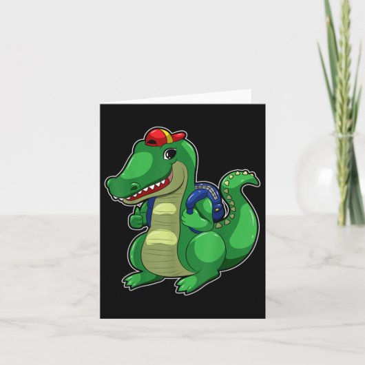 Carte Retour À L'École Crocodile Mignonne Drôle Croc Sac (Devant)
