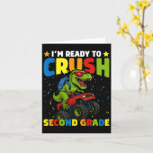 Carte Retour à l'école Garçon Dinosaure Je suis prêt à é (Fleur jaune)