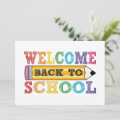 Carte Retour à l'école – Illustration de crayon (Debout devant)