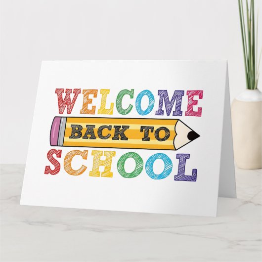 Carte Retour à l'école – Illustration de crayon (Devant)