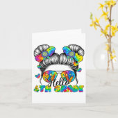 Carte Retour à l'école Tie Dye Bonjour 4e année Bun G sa (Fleur jaune)