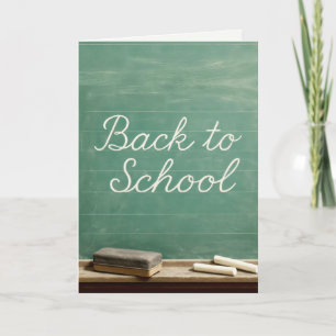 Carte Retourner À L'École Texte Cursif Sur Le Tableau De