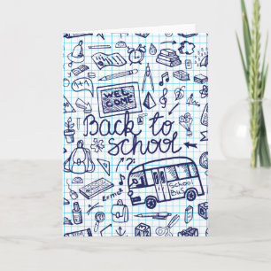 Carte Retournez à l'école. Décor de Carnet assez discret