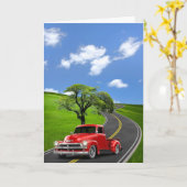 Carte Retrait du camion Red Retro (Fleur jaune)