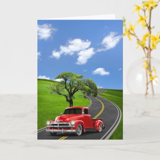 Carte Retrait du camion Red Retro (Fleur jaune)