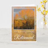 Carte Retraite, arbres d'hiver baisés par le soleil. (Fleur jaune)