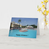 Carte retraite au bord de la piscine (Fleur jaune)