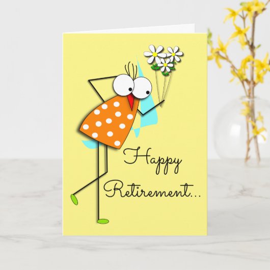 Carte Retraite Conception d'oiseaux lunaires (Fleur jaune)