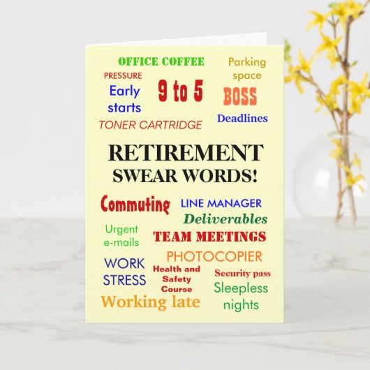 Carte Retraite de bureau | Joke Sweer Mots | Ajouter une (Fleur jaune)