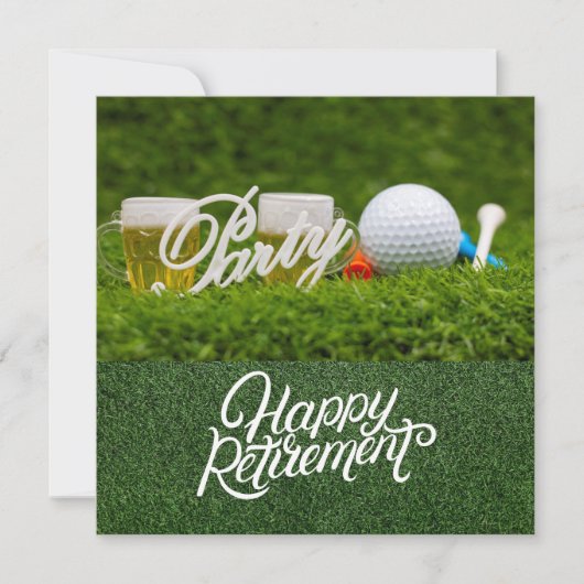 Carte Retraite de golf avec balle de golf et bière en ve (Devant)