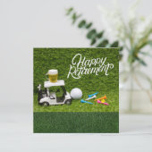 Carte Retraite de golf avec bière sur voiturette de golf (Debout devant)