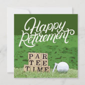 Carte Retraite de golf avec boule par tee time sur vert (Devant)