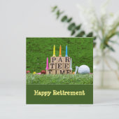 Carte Retraite de golf avec boule par tee time sur vert (Debout devant)