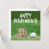 Carte Retraite de golf avec boule par tee time sur vert (Devant/Arrière en situation)