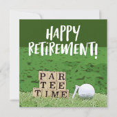 Carte Retraite de golf avec boule par tee time sur vert (Devant)