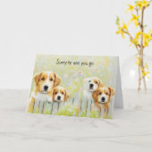 Carte Retraite des chiens de groupe mignons Nouvelle car (Fleur jaune)