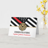 Carte Retraite des pompiers Red Line Flag Félicats (Fleur jaune)