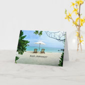 Carte Retraite, détente à la plage, (Fleur jaune)