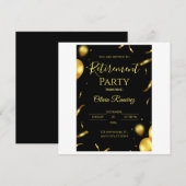 Carte Retraite Élégante Noire Et Or (Devant / Derrière)