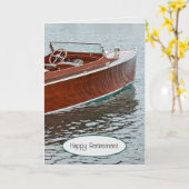 Carte Retraite en bois vintage (Fleur jaune)