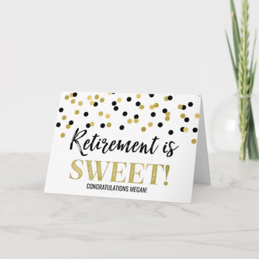 Carte Retraite est Sweet Félicitations Black Gold Dot (Devant)