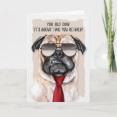 Carte Retraite Funny Carlin Chien dans une cravate rouge (Devant)