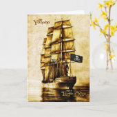 Carte Retraite Funny Pirate Thème avec Vintage Sens (Fleur jaune)