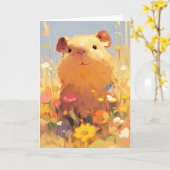 Carte Retraite Herbeuse du Capybara (Fleur jaune)