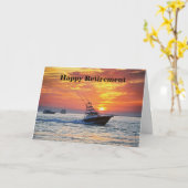 Carte Retraite heureuse, bateau de pêche, la Floride, (Fleur jaune)
