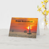 Carte Retraite heureuse, voiliers, la Floride, coucher (Fleur jaune)