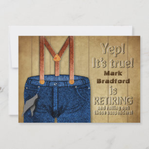 Carte RETRAITE - Jeans bleus et suspensions - Nom